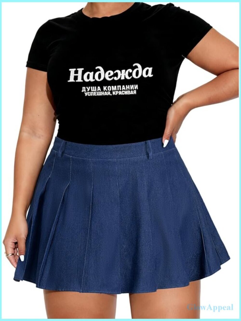 Women Plus Size Denim Pleated Skirt High Waisted A-Line Jean Skirt Short Skirts